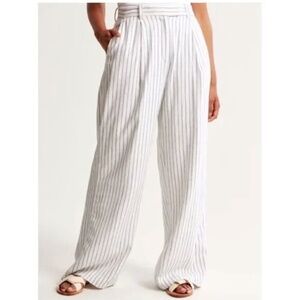Abercrombie & Fitch Striped Wide Leg Pleated Pants XL Regular